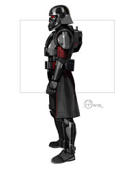 Rule 34 | 1boy, absurdres, armor, artist name, black armor, black helmet, brian matyas, from side, full body, helmet, highres, purge trooper, solo, standing, star wars