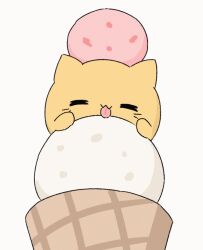 animal_focus animated animated_gif blob_(google) cat chibi commentary_request food food_focus ice_cream ice_cream_cone licking original simple_background multiple_scoops umihio white_background
