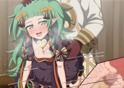 1boy 1girl braid breasts breasts_out clothed_sex couple cross-section fire_emblem fire_emblem:_three_houses fire_emblem_heroes gloves green_eyes green_hair hair_ribbon halloween_costume heart heart_in_eye hetero highres kiran_(fire_emblem) kiran_(male)_(fire_emblem) leather leather_gloves nintendo official_alternate_costume pointy_ears ribbon ribbon_braid robe sex side_braid small_breasts solo_focus sothis_(fire_emblem) sothis_(halloween)_(fire_emblem) symbol_in_eye twin_braids yugo-eti