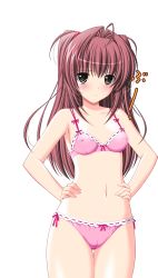 Rule 34 | 00s, 1girl, anejiru, atelier kaguya, blush, bow, bow bra, bow panties, bra, breasts, cameltoe, choco chip, female focus, flat chest, game cg, hands on own hips, highres, lace, lace-trimmed bra, lace-trimmed panties, lace trim, lingerie, long hair, panties, pink bra, pink panties, red hair, ribbon, scan, shirakawa anzu, simple background, small breasts, solo, standing, tachi-e, thigh gap, thighs, underwear, underwear only, white background