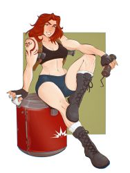Rule 34 | bomb, crazy smile, day of wrath, day of wrath (doom fanfic), doom (series), doom 2016, doom eternal, explosive, highres, quake (series), quake 1, quake 3 arena, qwickjoe, smile, soulbreaker, soulbreaker (day of wrath), soulbreaker (doom), soulbreaker (infinitypilot), sports bra