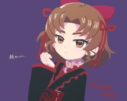 Rule 34 | aramaki kayono, brown hair, digimon, digimon ghost game, expressionless, gothic lolita, lolita fashion, looking at viewer, mole, pixiv user (4662175), ribbon, short hair, translation request