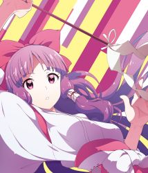 1girl bow female_focus gohei hair_bow hair_tubes hakurei_reimu hakurei_reimu_(pc-98) haraegushi japanese_clothes kabayaki_unagi miko oonusa purple_eyes purple_hair solo touhou touhou_(pc-98)