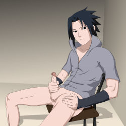 Rule 34 | 1boy, black eyes, black hair, highres, legs, long hair, male focus, masturbation, naruto (classic), naruto (series), naruto shippuuden, penis, sexyanimes, sitting, uchiha sasuke