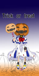 Rule 34 | 1girl, alternate weapon, bow, female focus, halloween, jack-o&#039;-lantern, lyrical nanoha, magical girl, mahou shoujo lyrical nanoha, parody, pumpkin, pumpkin hat, raising heart, red bow, solo, takamachi nanoha, trick or treat, weapon, white devil