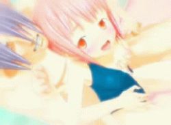 3d animated animated_gif blue_hair breasts clothing_aside fingering grabbing_another&#039;s_breast groping himukai_tsukushi hybrid_animation lowres nipples one-piece_swimsuit pink_hair red_eyes school_swimsuit swimsuit swimsuit_aside tinkle_bell tinklebell_soft tsukiakari_no_raspberry water