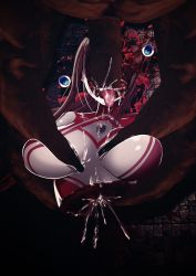 3d all_the_way_through amputee blue_gemstone breasts breasts_apart chest_jewel covered_collarbone cum cum_in_mouth erection fellatio gem guro highres interspecies irrumatio oral outdoors penis pink_sky sky solo_focus tagme ultra_series