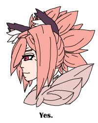 1girl animal_ear_fluff animal_ears fur fur_collar manticore_(monster_girl_encyclopedia) meme monster_girl monster_girl_encyclopedia monster_girl_encyclopedia_ii pink_hair solo white_background