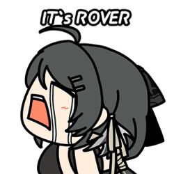 1girl black_bow black_hair bow breasts chibi chibi_only closed_eyes commentary crying crying_asagiri_aya_(meme) earrings english_commentary female_rover_(wuthering_waves) from_side hair_bow hair_ribbon it&#039;s_over_(meme) jewelry large_breasts lowres meme official_art open_mouth pun ribbon rover_(wuthering_waves) second-party_source seseren simple_background solo triangle_earrings upper_body white_background wuthering_waves yellow_ribbon
