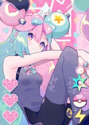 1girl breasts creatures_(company) game_freak haru_(haruxxe) hexagon_print highres iono_(pokemon) nintendo pink_eyes pink_hair pokemon pokemon_sv small_breasts solo x
