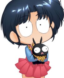 blue_hair highres omiiverse p-chan ranma_1/2 short_hair simple_background skirt tendou_akane white_background