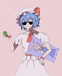 1girl absurdres dakimakura_(object) female_focus highres izayoi_sakuya money pillow remilia_scarlet sunglasses tagme touhou watermark