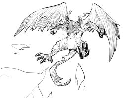 Rule 34 | digimon, digimon (creature), fusion, greymon, monochrome, oridigi, original, saberdramon, simple background, solo, white background