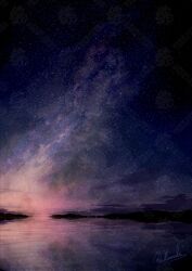 alu.m_(alpcmas) highres lake night night_sky no_humans original outdoors reflection reflective_water scenery signature sky star_(sky) starry_sky watermark