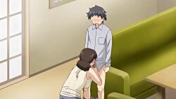 1boy 1girl 2020 20s age_difference animated animated_gif cheating_(relationship) fellatio helping hitozuma_mitsu_to_niku housewife masturbation mature_female obasan_(hitozuma_mitsu_to_niku) older_female_and_younger_male oral queen_bee_(animation_studio) standing tagme teaching vest yukio_(hitozuma_mitsu_to_niku)