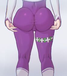 Rule 34 | 1girl, absurdres, ass, ass focus, ass lift, belt, blurry, bodystocking, cameltoe, depth of field, fday, fortuna (re:zero), from behind, grey background, highres, huge ass, impossible clothes, long sleeves, lower body, re:zero kara hajimeru isekai seikatsu, solo, standing, thigh belt, thigh strap, tight clothes