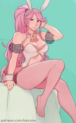 1girl fire_emblem fire_emblem_awakening kalruna nintendo olivia_(fire_emblem) pantyhose pink_hair pink_pantyhose rabbit_ears solo