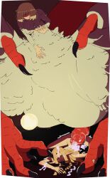1futa 1girl braid breasts centauroid chimera claws completely_nude cum cum_on_body cum_on_hair dungeon_meshi elf falin_touden falin_touden_(chimera) feathers futa_with_female futanari grabbing_own_breast hair_over_eyes highres huge_penis ladraodarte large_breasts long_pointy_ears marcille_donato medium_breasts monster_girl nude penis pointy_ears red_scales talons taur trembling twin_braids white_feathers