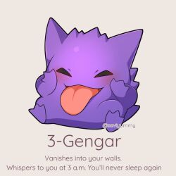 Rule 34 | blush, closed eyes, english text, gen 1 pokemon, gengar, ghost, nintendo, no humans, open mouth, pokemon, pokemon (creature), pokemon focus, sevi (seviyummy), simple background, smile, tongue, tongue out