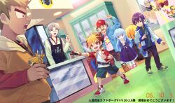 1boy 6+boys ^_^ abs amanogawa_ryuusei amanogawa_taiki andou_loid apron arm_up baseball_cap belt belt_buckle belt_pouch black_eyes black_pants black_shorts blonde_hair blue_apron blue_dress blue_eyes blue_jacket blue_shorts boots brown_belt brown_boots brown_hair buckle child clenched_hand closed_eyes closed_mouth collared_jacket commentary_request crying crying_with_eyes_open dress dutch_angle electrical_speedwagon facial_hair green_hair green_shirt grey_hair hair_between_eyes hand_up hat hercules_beetle highres holding holding_toy hood hood_down hoodie index_finger_raised interlocked_fingers itasato_amiko jacket jinzou_konchuu_kabutoborg_vxv key_of_the_good_taste kuroda_(kuro_yyy) layered_sleeves long_hair long_sleeves mary_janes multiple_boys muscular muscular_male mustache outstretched_arm own_hands_together pants poster_(object) pouch purple_eyes purple_hair red_hat red_jacket red_shirt red_shoes reflection reflective_floor rhinoceros_beetle ryuushou_ken sayaka_(kabutoborg) shirt shoes shop short_hair short_over_long_sleeves short_sleeves shorts sidney_manson smile sneakers standing star_(symbol) tears thighhighs thumbs tomcat_red_beetle_(kabutoborg) toy toy_car translated translation_request venezian white_hair white_jacket white_shirtt white_thighhighs yellow_hoodie