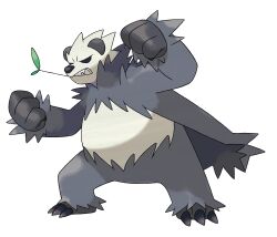 Rule 34 | angry, artist request, claws, clenched hands, clenched teeth, fighting stance, full body, gen 6 pokemon, highres, leaf in mouth, nintendo, official art, pangoro, pokemon, pokemon (creature), pokemon focus, pokemon xy, solo, standing, teeth, third-party source, transparent background