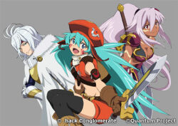 .hack// .hack//quantum 1boy 2girls character_request midriff multiple_girls navel official_art sakuya_(.hack//) tagme