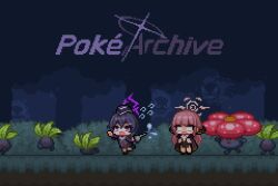 2girls ^_^ aru_(blue_archive) blue_archive chibi closed_eyes commentary crossover english_commentary flying_sweatdrops forest gastly gen_1_pokemon grass grin halo haruka_(blue_archive) hat holding holding_watering_can horns long_hair multiple_girls nature night nintendo oddish outdoors pink_hair pixel_art pokemon pokemon_(creature) purple_eyes purple_hair redforge smile tree vileplume watering_can