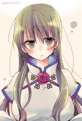 Rule 34 | 1girl, akanegasaki sora, blush, china dress, chinese clothes, dress, ever 17, flower, green eyes, green hair, hibiki mio, long hair, pout, rose, short sleeves, solo, very long hair