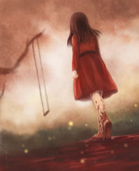 alma_wade black_hair blood dress f.e.a.r. long_hair swing