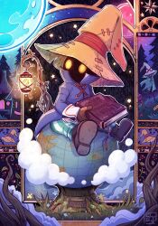 Rule 34 | book, cloud, coat, final fantasy, final fantasy ix, gender request, globe, gloves, hat, highres, lamp, pants, shuravf, solo, tagme, vivi ornitier, wizard hat, yellow eyes