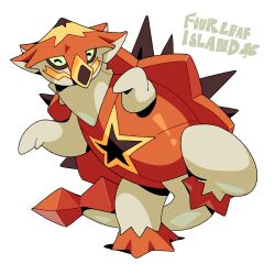 absurdres artist_name closed_eyes fourleafisland gen_7_pokemon highres nintendo no_humans pokemon pokemon_(creature) simple_background solo tail turtonator white_background
