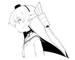 Rule 34 | 1girl, amatsukaze (kancolle), ataru (ataru-littlebird), choker, dress, greyscale, hair tubes, hat, highres, kantai collection, lifebuoy ornament, mini hat, monochrome, neckerchief, profile, sailor collar, sailor dress, smokestack hair ornament, solo, two side up, upper body