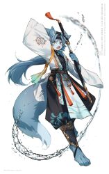 blue_fur furry highres kawarage_yatano non-web_source sword tail weapon