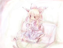 1girl bad_id bad_pixiv_id barefoot blush female_focus ibuki_suika kasuga_yuuki sketch solo touhou wildrabbit