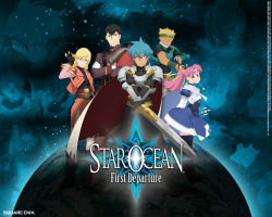 2girls 3boys artist_request blonde_hair breasts dorne_murtough ilia_silvestri looking_at_viewer millie_chliette multiple_boys multiple_girls official_art official_wallpaper ponytail roddick_farrence ronyx_j._kenny star_ocean star_ocean_first_departure