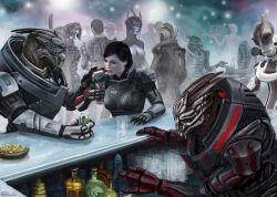 alcohol asari_(mass_effect) bar benezia_(mass_effect) commander_shepard commander_shepard_(female) david_anderson deviantart garrus_vakarian legion_(mass_effect) mass_effect_(series) mordin_solus nihlus_kryik saren_arterius thane_krios