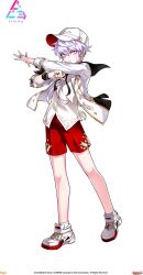 1boy absurdres add_(elsword) bare_legs baseball_cap black_bow black_ribbon black_sailor_collar blazer bow buttons clenched_hand company_name copyright_name copyright_notice diamond_button dot_nose elsword expressionless floating_clothes full_body game_cg gold_ring hair_between_eyes hat headset highres hwansang idol jacket jewelry logo long_sleeves loose_hair_strand male_focus multiple_rings neck_ribbon official_alternate_costume official_art open_clothes open_jacket outstretched_arm parted_lips pink_eyes pink_ribbon red_shorts ribbon ring sailor_collar second-party_source shirt shoes short_hair shorts sleeve_cuffs sneakers socks solo standing tachi-e transparent_background two-sided_fabric two-sided_headwear white_hair white_hat white_jacket white_shirt white_shoes white_socks wrist_bow wristband