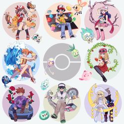 4boys 5girls :d ^_^ absurdres aron ash_ketchum badge bandana baseball_cap black_eyes black_hair black_legwear blonde_hair blue_eyes blue_shorts boulder_badge bowl breasts brown_hair car cascade_badge closed_eyes commentary_request cosmog creature creatures_(company) crossed_legs cutiefly dawn_(pokemon) denim denim_shorts dress drifloon earth_badge eevee fennekin fingerless_gloves flower food full_body game_freak gary_oak gen_1_pokemon gen_2_pokemon gen_3_pokemon gen_4_pokemon gen_5_pokemon gen_6_pokemon gen_7_pokemon gladion_(pokemon) gloves green_eyes green_gloves green_hair gym_leader_badge happy hat highres holding holding_pokemon jeans jewelry kid1215 legendary_pokemon lillie_(pokemon) long_hair looking_at_viewer marsh_badge may_(pokemon) misty_(pokemon) motor_vehicle multiple_boys multiple_girls n_(pokemon) nintendo on_lap open_mouth pachirisu pants pantyhose pendant petilil pikachu piplup pizza pokemon pokemon_(anime) pokemon_(classic_anime) pokemon_(creature) pokemon_bw_(anime) pokemon_dppt_(anime) pokemon_on_lap pokemon_rse_(anime) pokemon_sm_(anime) pokemon_xy_(anime) poliwag pretzel rainbow_badge red_bandana red_flower red_rose red_shirt riding riding_pokemon rose sandwich shirt shoes short_dress short_shorts shorts sitting skirt small_breasts smile sneakers solosis soul_badge star_(symbol) starmie sundress swirlix thunder_badge togepi torchic train vanillite volcano_badge water waving white_dress white_gloves white_headwear