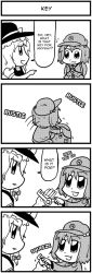 4koma backpack bag bkub comic female_focus greyscale hard-translated kawashiro_nitori key kirisame_marisa monochrome randoseru third-party_edit touhou translated