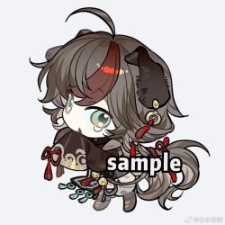Rule 34 | 1girl, brown hair, chinese clothes, holding, looking at viewer, multicolored hair, original, red hair, solo, watermark, weibo 7466063422, weibo watermark