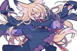 1girl animal_ears arknights blonde_hair closed_mouth commentary_request fox_ears fox_girl one-hour_drawing_challenge orange_eyes solo vulpisfoglia_(arknights) ym_dpl