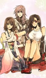 00s 10s 1990s_(style) 3girls dissidia_final_fantasy final_fantasy final_fantasy_vii final_fantasy_x final_fantasy_xiii lightning_farron looking_at_viewer multiple_girls smile tifa_lockhart yadoso yuna
