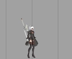 1girl android animated animated_gif nier nier_(series) nier:automata pixel_art shirokuro_(oyaji) sword tagme weapon 2b_(nier:automata)