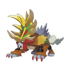 animal_focus artist_request blue_eyes claws full_body gouging_fire grey_outline highres nintendo no_humans official_art open_mouth outline pokemon pokemon_(creature) pokemon_focus pokemon_sv solo third-party_source transparent_background v-shaped_eyes white_outline