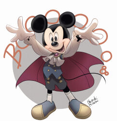Rule 34 | 1boy, alternate costume, animal ears, bow, disney, gloves, happy, highres, looking at viewer, male focus, mickey mouse, mickey mouse &amp; friends, mouse boy, mouse ears, mouse tail, natsuki nori, open mouth, shirt, smile, solo, tail, vampire costume