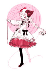 Rule 34 | 1girl, animal ears, asymmetrical legwear, blush, buttons, cat ears, closed eyes, dress, fate/grand order, fate (series), frilled dress, frilled sleeves, frills, habetrot (fate), hat, highres, long hair, long sleeves, low twintails, open mouth, pink hair, pointy ears, ribbon, sewing pin, sidelocks, simple background, smile, solo, sumang803, tape measure, twintails, white background, yarn, yarn ball