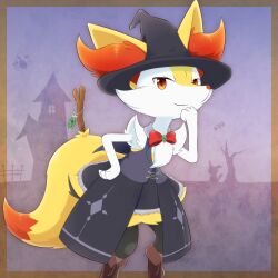1other animal_ears boots bow braixen chandelure closed_mouth commentary_request creatures_(company) fox_ears fox_tail furry game_freak gen_1_pokemon gen_5_pokemon gen_6_pokemon gen_7_pokemon hat house kemonobito looking_at_viewer mimikyu nintendo orange_eyes other_focus pokemon pokemon_(creature) silhouette smile solo tail witch witch_hat zubat