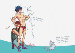 2boys anger_vein ball_busting blood cat heart kneeling multiple_boys nicoaken nosebleed squeezing_testicles testicles yaoi