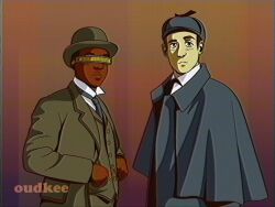 animification bad_link bowler_hat cosplay data_(star_trek) detective geordi_la_forge hat john_hamish_watson sherlock_holmes sherlock_holmes_(cosplay) star_trek star_trek:_the_next_generation tagme victorian