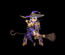 Rule 34 | 1girl, 2023, animated, animated gif, armor, back, black thighhighs, blue footwear, blue hat, blue leotard, blue thighhighs, bob cut, bow, breasts, broom, broom riding, brown eyes, cape, capelet, ccryupixel, claire (under the witch), cleavage, collarbone, commentary, detached collar, detached sleeves, female focus, floating hair, flying, frilled leotard, frilled sleeves, frills, from behind, full body, gold trim, gradient hair, grey hair, hair between eyes, hat, high heels, idle animation, large breasts, leotard, looking ahead, looking at viewer, low twintails, multicolored hair, numericgazer, official art, pink bow, pink lips, pixel art, riding, shoulder armor, sideways glance, simple background, sitting, skindentation, solo, standing, star (symbol), striped clothes, striped thighhighs, thick lips, thick thighs, thighhighs, thighs, transparent background, twintails, two-tone thighhighs, under the witch, witch hat